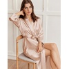 Ekouaer Silk Robes for Women Long Satin Bride Bridesmaid Robe with Pockets(Champagne)