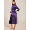 Ekouaer Silk Robes for Women Long Satin Bride Bridesmaid Robe with Pockets(Deep Purple)