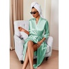 Ekouaer Silk Robes for Women Long Satin Bride Bridesmaid Robe with Pockets(Gray Green)