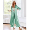 Ekouaer Silk Robes for Women Long Satin Bride Bridesmaid Robe with Pockets(Gray Green)