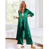Ekouaer Silk Robes for Women Long Satin Bride Bridesmaid Robe with Pockets(Green)