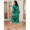 Ekouaer Silk Robes for Women Long Satin Bride Bridesmaid Robe with Pockets(Green)