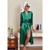 Ekouaer Silk Robes for Women Long Satin Bride Bridesmaid Robe with Pockets(Green)