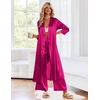 Ekouaer Silk Robes for Women Long Satin Bride Bridesmaid Robe with Pockets(Hot Pink)