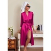 Ekouaer Silk Robes for Women Long Satin Bride Bridesmaid Robe with Pockets(Hot Pink)