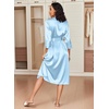 Ekouaer Silk Robes for Women Long Satin Bride Bridesmaid Robe with Pockets(Light Blue)
