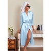 Ekouaer Silk Robes for Women Long Satin Bride Bridesmaid Robe with Pockets(Light Blue)