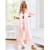 Ekouaer Silk Robes for Women Long Satin Bride Bridesmaid Robe with Pockets(Light Pink)