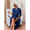 Ekouaer Silk Robes for Women Long Satin Bride Bridesmaid Robe with Pockets(Navy Blue)