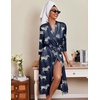 Ekouaer Silk Robes for Women Long Satin Bride Bridesmaid Robe with Pockets(Navy Zebra)