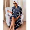 Ekouaer Silk Robes for Women Long Satin Bride Bridesmaid Robe with Pockets(Navy Zebra)