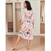 Ekouaer Silk Robes for Women Long Satin Bride Bridesmaid Robe with Pockets(Pink Animal)