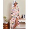 Ekouaer Silk Robes for Women Long Satin Bride Bridesmaid Robe with Pockets(Pink Animal)