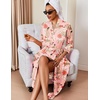 Ekouaer Silk Robes for Women Long Satin Bride Bridesmaid Robe with Pockets(Pink Floral)