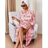 Ekouaer Silk Robes for Women Long Satin Bride Bridesmaid Robe with Pockets(Pink Leopard)