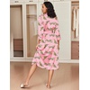Ekouaer Silk Robes for Women Long Satin Bride Bridesmaid Robe with Pockets(Pink Leopard)
