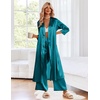 Ekouaer Silk Robes for Women Long Satin Bride Bridesmaid Robe with Pockets(Teal)