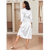 Ekouaer Silk Robes for Women Long Satin Bride Bridesmaid Robe with Pockets(White)