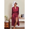 Ekouaer Silk Robes for Women Long Satin Bride Bridesmaid Robe with Pockets(Wine Red)