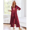 Ekouaer Silk Robes for Women Long Satin Bride Bridesmaid Robe with Pockets(Wine Red)