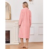 Ekouaer Women Plush Robe Zip Up Bathrobe Fleece Warm Housecoat with Pockets(Apricot Blush)