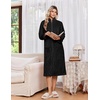 Ekouaer Women Plush Robe Zip Up Bathrobe Fleece Warm Housecoat with Pockets(Black)