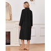 Ekouaer Women Plush Robe Zip Up Bathrobe Fleece Warm Housecoat with Pockets(Black)