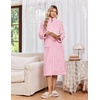 Ekouaer Women Plush Robe Zip Up Bathrobe Fleece Warm Housecoat with Pockets(Pink)
