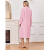 Ekouaer Women Plush Robe Zip Up Bathrobe Fleece Warm Housecoat with Pockets(Pink)