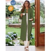 Ekouaer Women Zip Up Robe Fleece Long Sleeves Soft Housecoat with Pockets(Army Green)