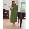 Ekouaer Women Zip Up Robe Fleece Long Sleeves Soft Housecoat with Pockets(Army Green)