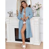 Ekouaer Women Zip Up Robe Fleece Long Sleeves Soft Housecoat with Pockets(Baby Blue)