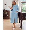 Ekouaer Women Zip Up Robe Fleece Long Sleeves Soft Housecoat with Pockets(Baby Blue)
