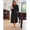 Ekouaer Women Zip Up Robe Fleece Long Sleeves Soft Housecoat with Pockets(Black)