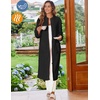 Ekouaer Women Zip Up Robe Fleece Long Sleeves Soft Housecoat with Pockets(Black)