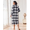 Ekouaer Women Zip Up Robe Fleece Long Sleeves Soft Housecoat with Pockets(Black White Plaid)
