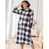 Ekouaer Women Zip Up Robe Fleece Long Sleeves Soft Housecoat with Pockets(Black White Plaid)