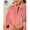Ekouaer Women Zip Up Robe Fleece Long Sleeves Soft Housecoat with Pockets(Gray Purple)