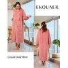 Ekouaer Women Zip Up Robe Fleece Long Sleeves Soft Housecoat with Pockets(Gray Purple)
