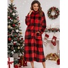 Ekouaer Women Zip Up Robe Fleece Long Sleeves Soft Housecoat with Pockets(K-christmas Plaid)