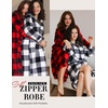 Ekouaer Women Zip Up Robe Fleece Long Sleeves Soft Housecoat with Pockets(K-christmas Plaid)