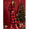 Ekouaer Women Zip Up Robe Fleece Long Sleeves Soft Housecoat with Pockets(K-christmas Plaid)