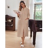 Ekouaer Women Zip Up Robe Fleece Long Sleeves Soft Housecoat with Pockets(Khaki)