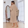Ekouaer Women Zip Up Robe Fleece Long Sleeves Soft Housecoat with Pockets(Khaki)