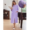 Ekouaer Women Zip Up Robe Fleece Long Sleeves Soft Housecoat with Pockets(Lavender)