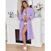 Ekouaer Women Zip Up Robe Fleece Long Sleeves Soft Housecoat with Pockets(Lavender)