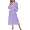 Ekouaer Women Zip Up Robe Fleece Long Sleeves Soft Housecoat with Pockets(Lavender)