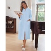 Ekouaer Women Zip Up Robe Fleece Long Sleeves Soft Housecoat with Pockets(Light Blue)