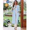 Ekouaer Women Zip Up Robe Fleece Long Sleeves Soft Housecoat with Pockets(Light Blue)