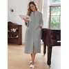 Ekouaer Women Zip Up Robe Fleece Long Sleeves Soft Housecoat with Pockets(Light Gray)
